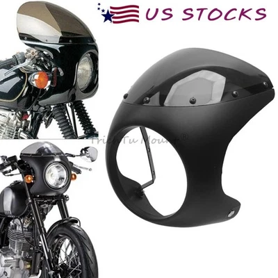 7" Round Headlight Fairing Smoke Windshield Windscreen Fit For Harley Cafe Racer - Изображение 1 из 4