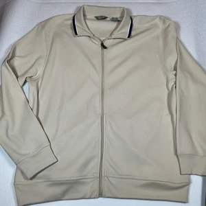 New Izod Xtreme Function Golf Full Zip Long Sleeve Jacket Lt Beige Men Sz Large - Picture 1 of 17