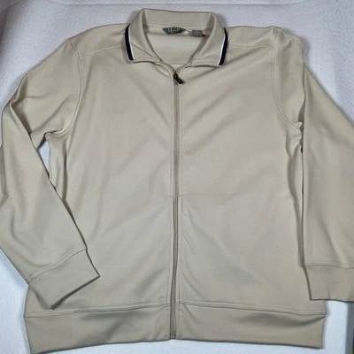 New Izod Xtreme Function Golf Full Zip Long Sleeve Jacket Lt Beige Men Sz Large - Image 1 of 4