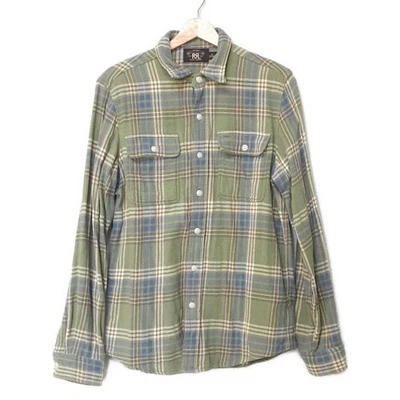 Auth RRL RALPH LAUREN - Yellow Green White Multi Men's Shirt - Image 1 of 4