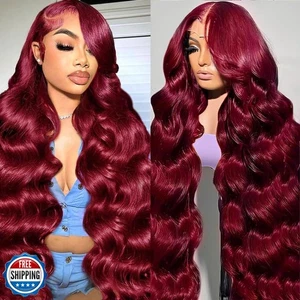 Nollipopco Burgunder Perücken Echthaar 99j13x6 HD Körperwelle Lace Front Perücken Huma - Bild 1 von 5