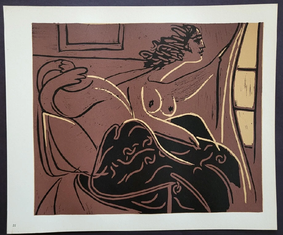 Pablo Picasso "Mujeres en la ventana" Original Linocorte Grabado con Provadance 1962 Foto 1 de 2