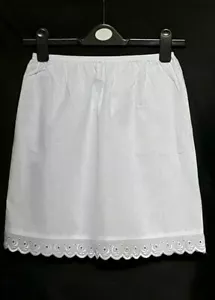 New White/Black Underskirt UK size 6-18 Pure Cotton Half Slip 18" Petticoat Slip - Picture 1 of 3