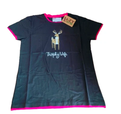 Lazyone Women Pyjama Tops PJ Nightshirt Cotton Nightwear Trophy Wife D110 - Image 1 of 2