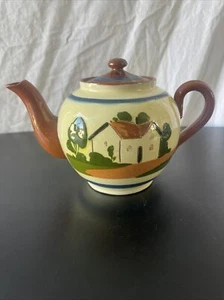 Tetera de cerámica Torquay Devon Watcombe lema casa de campo sombreada terracota Inglaterra - Imagen 1 de 10
