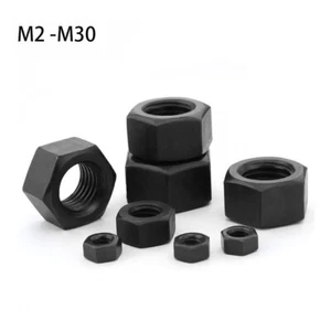 Sechskantmuttern Muttern Mutter DIN 934 Stahl schwarz Klasse 8.8 M2 M2,5 M3 -M30 - Picture 1 of 23