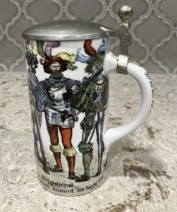 Unica Birra Vintage Stein con Coperchio Napoleone Esercito Soldatini Made in West Germany 8,5" - Foto 1 di 12