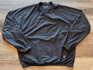 Footjoy Men's Windbreaker Pullover w/ Pockets FJ Size XL - Black / Brown Logo