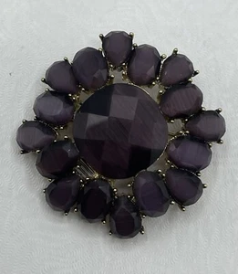 Vintage Monet Amethyst color Purple Glass Brooch Pin chunky stone - Afbeelding 1 van 8
