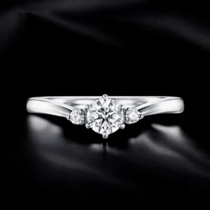 Lab Created Diamant 0,70 ct Rundschliff Verlobungsring 14 K Weißgold E F VS - Bild 1 von 8