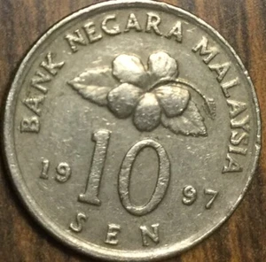 1997 MALAYSIA 10 SEN COIN - Picture 1 of 2