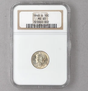 1940 S Mercury Dime MS65 NGC Uncirculated Coin - Picture 1 of 8