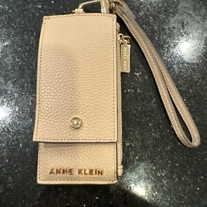 Cartera con solapa Anne Klein muñeca tarjeta de crédito imitación cuero cremallera marrón topo - Imagen 1 de 17