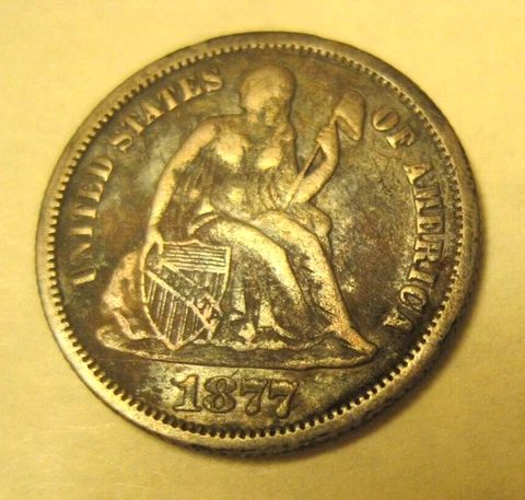 Lot of Two Seated Liberty Dimes: 1877-CC and 1852 (?) Cover