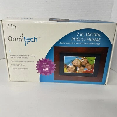 Omnitech Digital Photo Frame Cherry Wood Black Matte Inset 7" NEW OB - Image 1 of 3