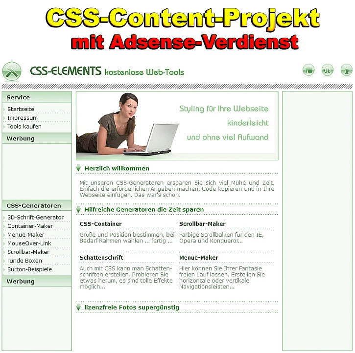 CSS-Content-Projekt mit Adsense-Verdienst - PHP-Script - Bild 1 von 1