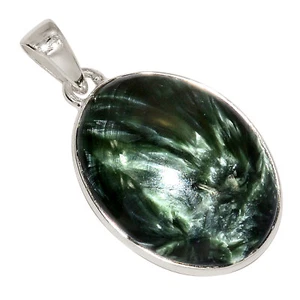 Natural Russian Seraphinite 925 Sterling Silver Pendant Jewelry ALLP-26929 - Picture 1 of 1