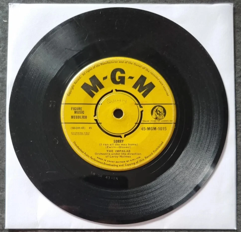 The Impalas - Sorry (I ran all the way home) - VG+ 7" single MGM Soul Doo Wop - Image 1 of 2
