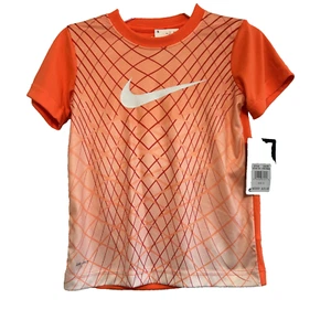 New Nike Boys Dri-Fit Shirt Size 6 Hyper Crimson NWT Orange White Swoosh M - Picture 1 of 5