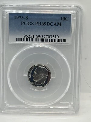 1973 S 10C Roosevelt Dime Proof PCGS PR69DCAM #778 - Image 1 of 2