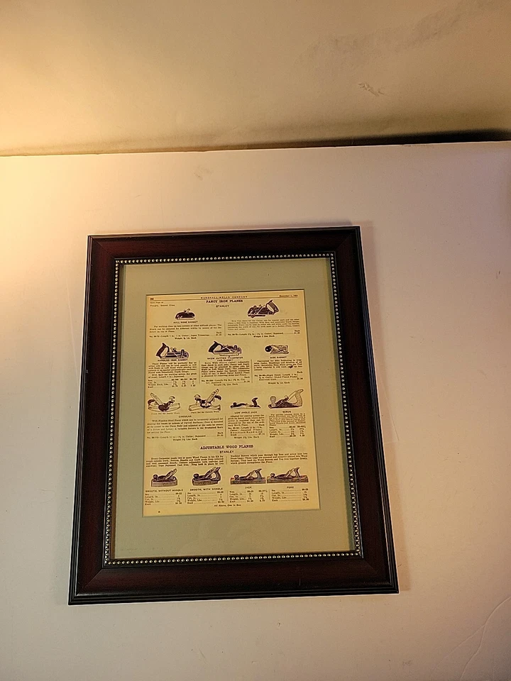 Stanley Tools Retro Framed 'Fancy Iron Plates' Vintage Framed Tool Ad 13x11 - Image 1 of 4