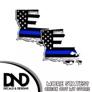Adesivo Louisiana ELMETTO decalcomania polizia linea blu LA bandiera americana a brandelli confezione da 4 - Foto 1 di 1