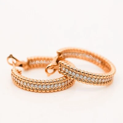 Van Cleef & Arpels Perlée Creolen 18K Rosegold 80 Diamanten 1,6ct Full Set - Bild 1 von 2