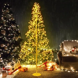 Christmas Lighted Birch Trees Alpine Artificial Christmas Tree Bendable Twig War - Picture 1 of 7