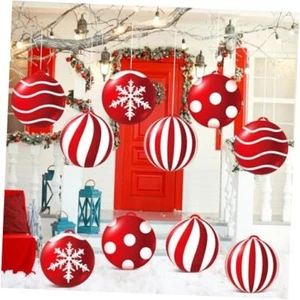10 Pcs Christmas Inflatable Balls Decorations 9 Inch PVC Inflatable Xmas Ball - Picture 1 of 7