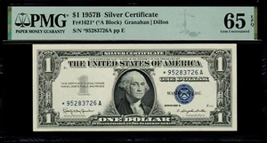 1957B $1 Silver Certificate Star Note *A Block PMG 65 EPQ 480K Print Run F 1621* - Picture 1 of 2