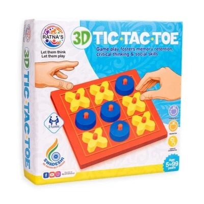 Ratna's 3D Tic Tac Toe Classic Mind Challenging Cross & Zero Family Board Game - Image 1 of 4