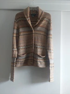Lauren Ralph Lauren Fair Isle Cachemir Angora Mezcla Cárdigan Suéter Grandes Defectos - Imagen 1 de 11
