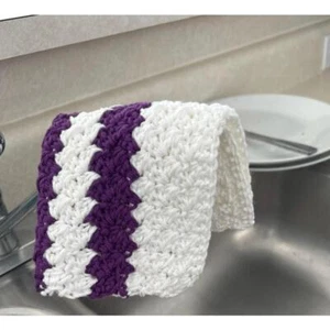 Kitchen wash cloth 100% cotton hand, crocheted two color 10” x 10” - Picture 1 of 4