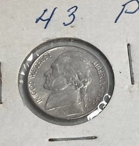 1943-P MINT 35% Silver War Time Nickel  Five Cent Coin. ACTUAL COIN IN  PHOTOS. - Picture 1 of 2