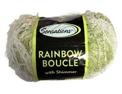 Sensations Rainbow Boucle Shimmer Yarn # 21 Green 11 oz. Pretty Color! - Image 1 of 4