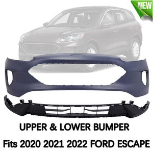 Front Bumper Cover Upper Lower Set Fit For 2020 2021 2022 Ford Escape - Picture 1 of 12