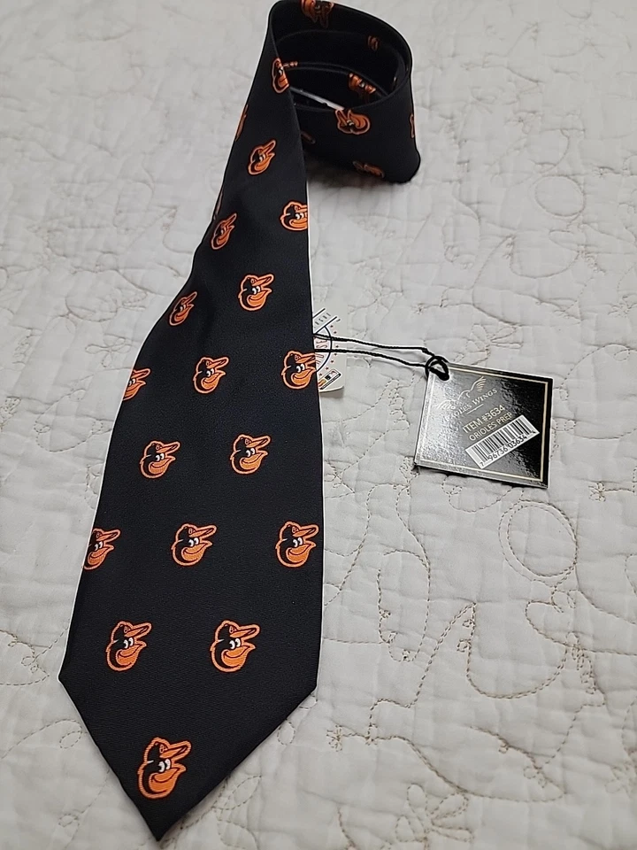 Silk Orioles Tie Mens Neck Ties Baltimore Orioles Neckties 3634 - Image 1 of 3