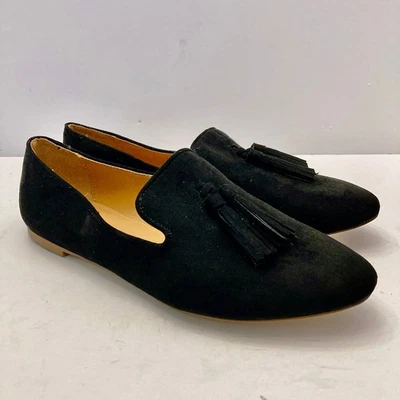 NUEVO J. Mocasines Crew de gamuza sintética con borla para mujer 7,5 tela negra BF086 $98 Foto 1 de 4
