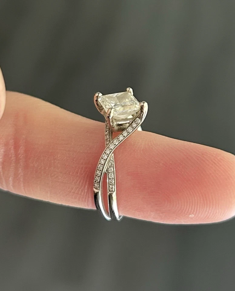 Custom 1.51 Carat VS2 G Princess Cut Diamond 18k White Gold Ring Natural EGL - Image 1 of 4