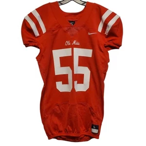 OLE MISS REBELS Jersey Mens Large Red White #55 GAME CUT NIKE College Football - Picture 1 of 8