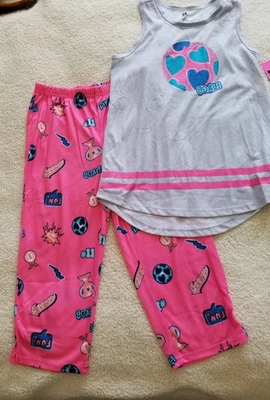 Petit Lem Two Piece Dream Team  Pajama Set, Pink/Gray Girls Size 14 - Image 1 of 4