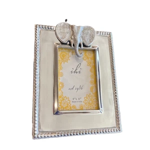 ihi 4x6 Silver Tone PICTURE FRAME With LARGE ELEPHANT HEAD Made in India - Picture 1 of 8