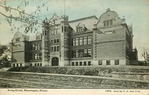 Vintage Postcard; Bloomington IL Irving School, McLean County Williams Photoette - Picture 1 of 2