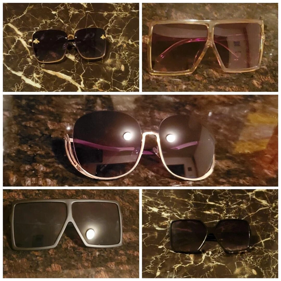 NEW Oversized Round & Square Shaped Gradient Unisex Sunglasses - Image 1 of 4