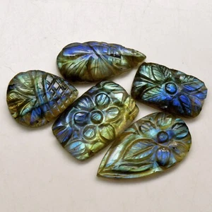 Lote de 5 piezas de piedras preciosas sueltas talladas en labradorita natural 67 quilates 30x15 20x14 mm #R-13654 - Imagen 1 de 5