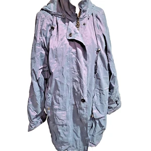 London Fog Color Shift blau lila Windbreaker Gr. M lang Kordelzug Kapuze - Bild 1 von 9