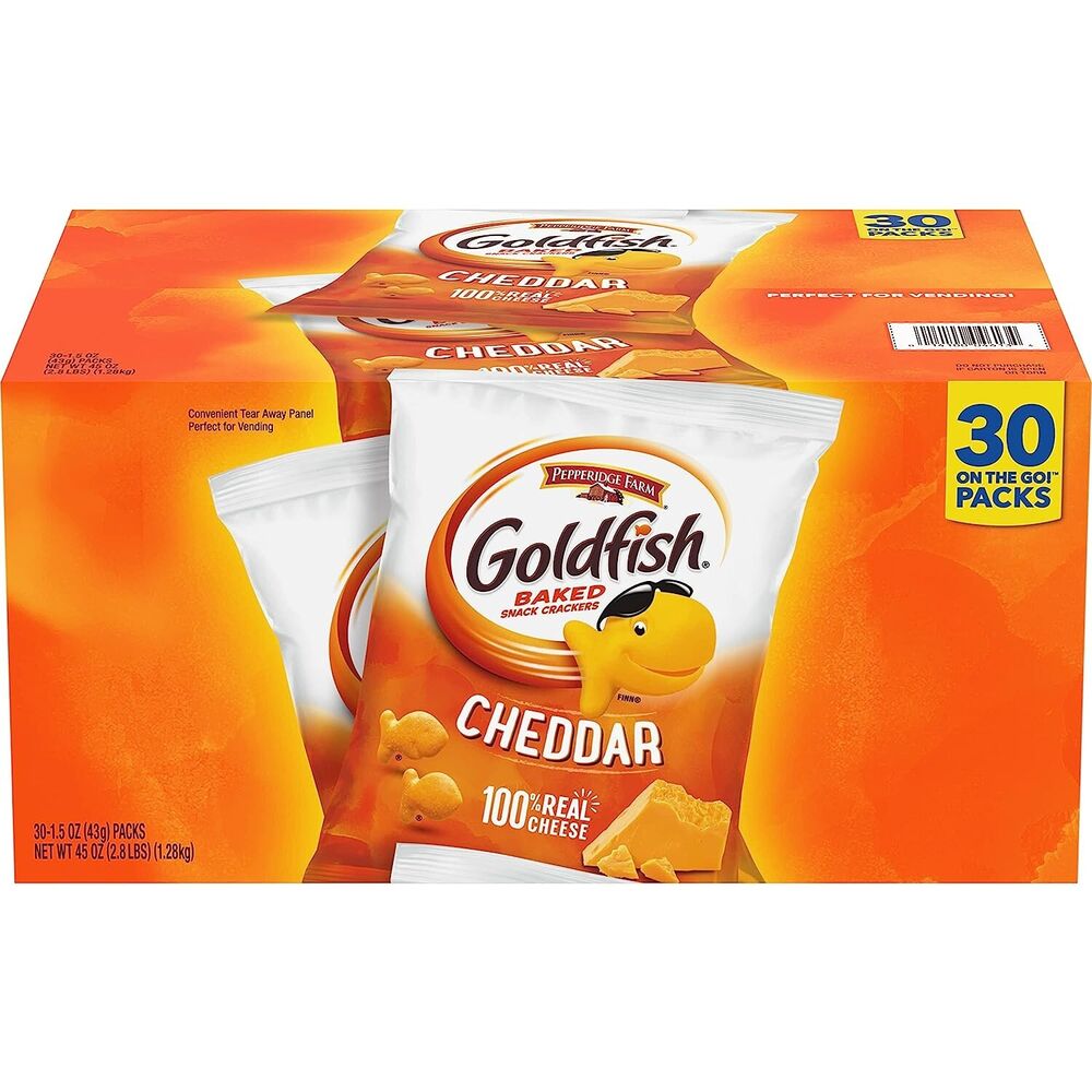 Pepperidge Farm Goldfish Cheddar Crackers, Baked Snack Box 1.5 oz. Pack of 30