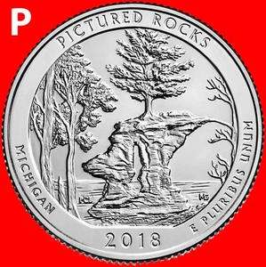 2018-P PICTURED ROCKS NATIONAL LAKESHORE (MI) QUARTER UNCIRCULATED FROM ROLLS - Picture 1 of 2