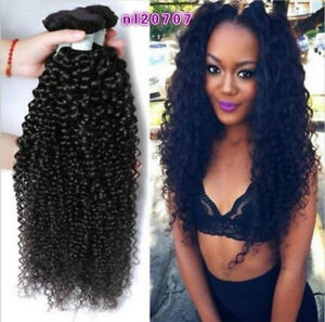 4 Bundles Peruvian Kinky Curly Wave Human Hair Virgin Weave Extensions 200g Weft