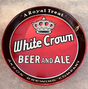 1940’s White Crown Beer & Ale Tray-Akron, Ohio ￼